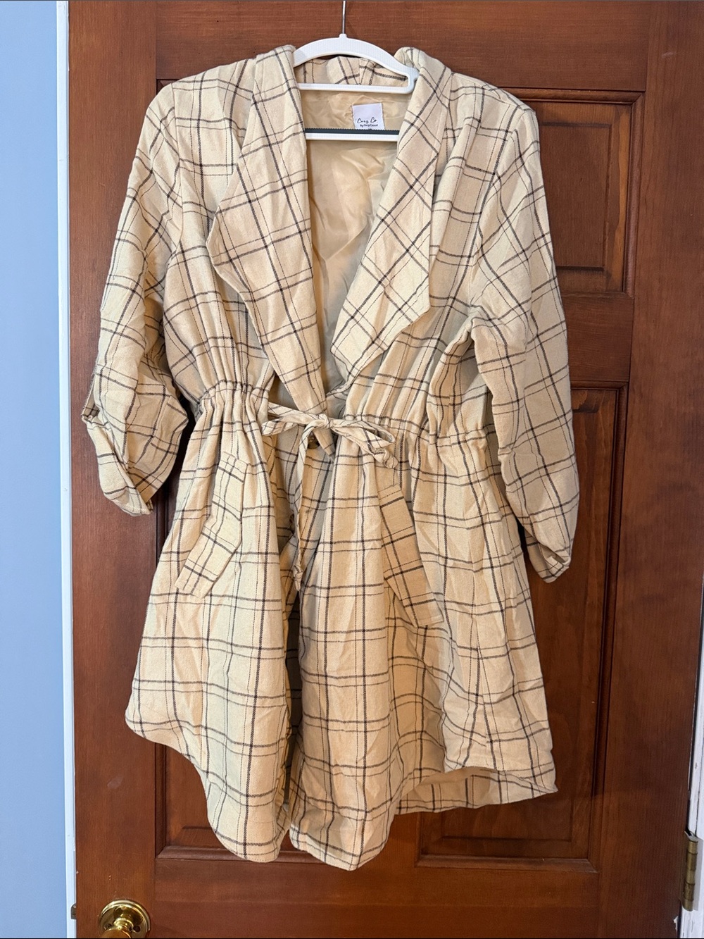 Cozy Plaid Utility Jacket - Cream Check